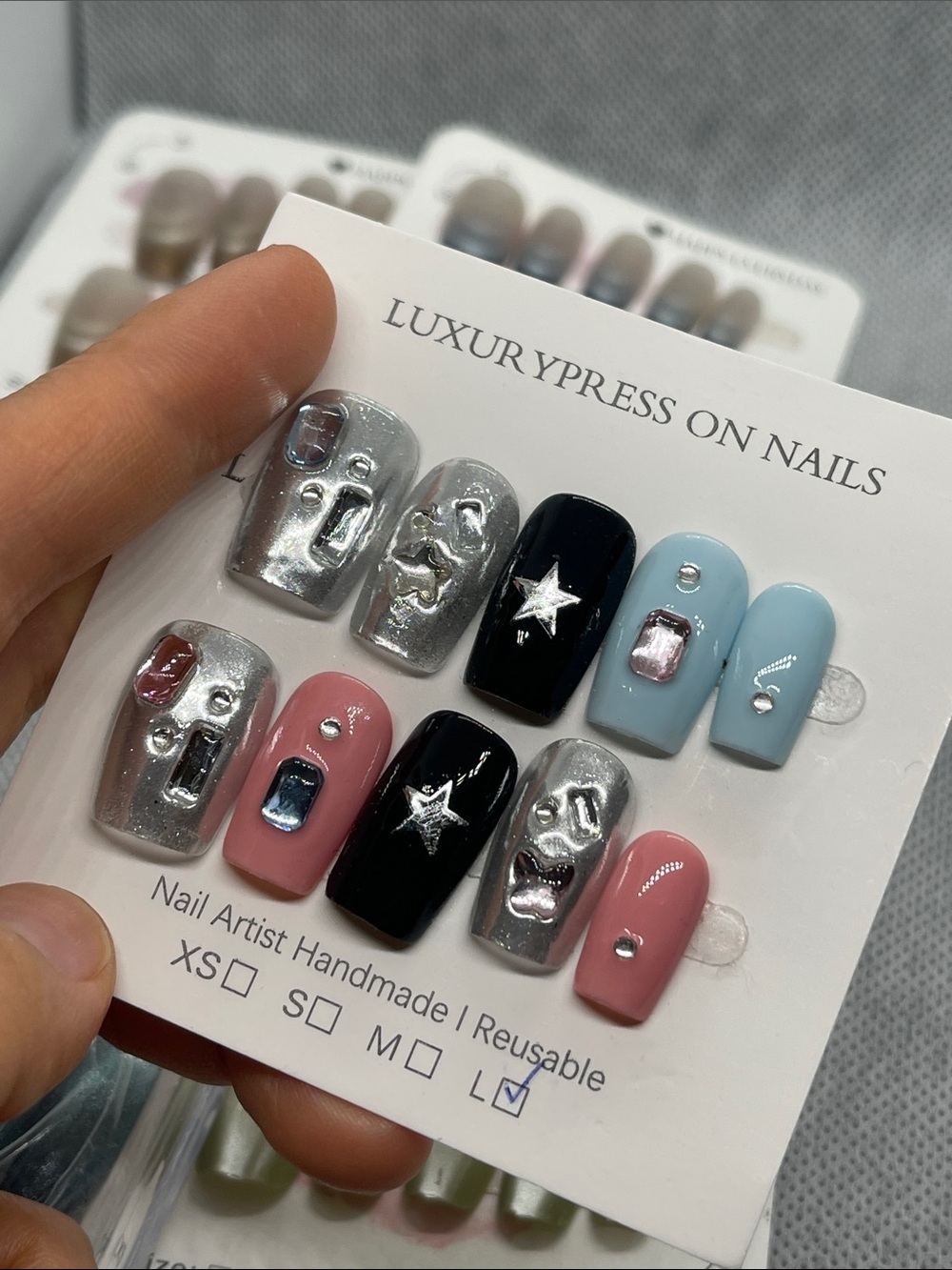 L size press on nails